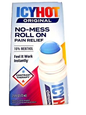Icy Hot Original Pain Relief No-Mess Roll-On Applicator, 2.5 Fl Oz,