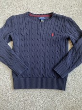 Polo Ralph Lauren Cable Knit Boys Sweater Sz 7 Preppy Modern Kids Red Pony Logo
