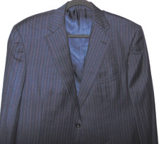 Ermenegildo Zegna Blazer Suit Coat Men Size 54R Black Striped Wool