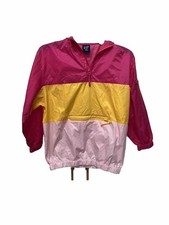 Gap Anorak Girls Sz Small Windbreaker Jacket Colorblock Pink Yellow Packable