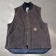 Carhartt V02 DKB Brown Duck Canvas Quilted Work Vest Mens Large V02DKB