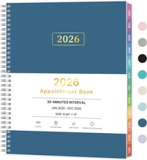 2026 Appointment Book, 30 Minutes-Hourly, Weekly ＆ Monthly Calendar Planner 2026