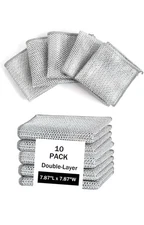 10 Double Layer Wire Dishwashing Rag,Microfiber Cleaning Cloth for Washing Dishe