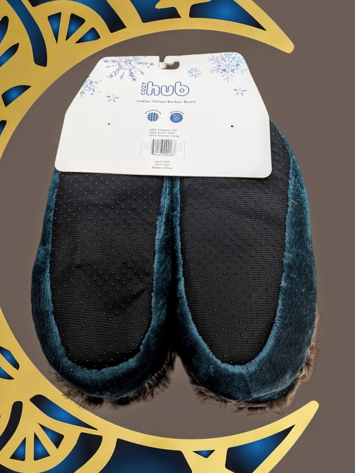 Acogedor Hub Verde Teal PIEL SINTÉTICA Forrado Zapatilla Suave TERCIOPELO BERÉBER Botines Mujer S-M Foto 2 de 4