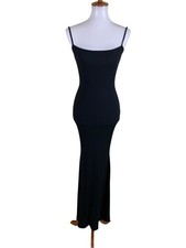 Skims Black Ribbed Bodycon Maxi Dress Spaghetti Strap Minimalist Small