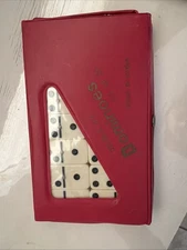 Vintage Double Six Small Spinner Domino Set 28 in RedCase - Dominoes Sealed