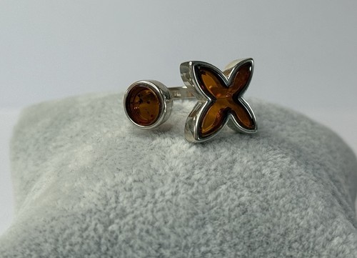 Genuine Baltic Amber Jewelry Ring with Sterling Silver.Amber Stone Ring Sizable. - Picture 4 of 10
