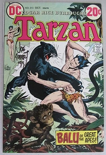 SIGNED~JOE KUBERT~EDGAR RICE BURROUGHS'~TARZAN~DC COMICS #213~OCT 1972~VF
