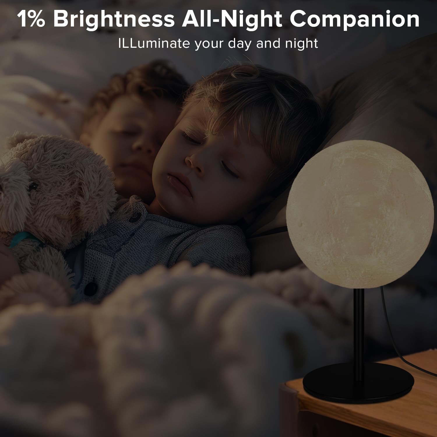 Moon Lamp Small Table Lamp for Bedroom, Dimmable Table Lamp with 30 Modes, Ni...
