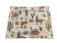 Llama Quilted Bedspread  Pillow Shams Set Patterned Alpaca Print Cactus New