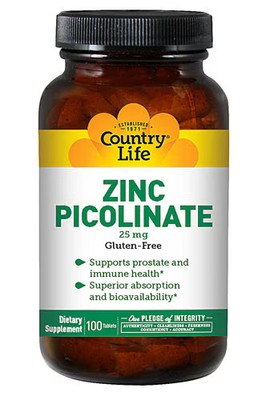 Worldwide 2 X Country Life Zinc Picolinate -- 25 mg - 100 Tablets