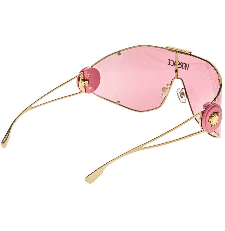 VERSACE VE2268 GEOMETRIC MEDUSA SHIELD 金色 粉色 2268 男女皆宜的面具太阳镜 — 第 2/4 张图片