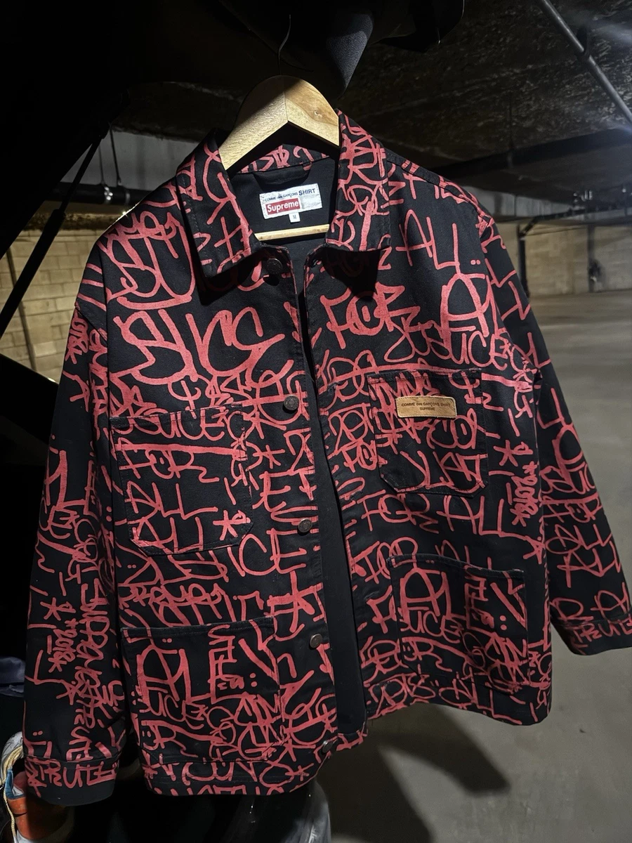 トップス Supreme COMME DES GARCONS printed canvas Supreme Comme des Garcons SHIRT Printed Canvas Chore Coat Black