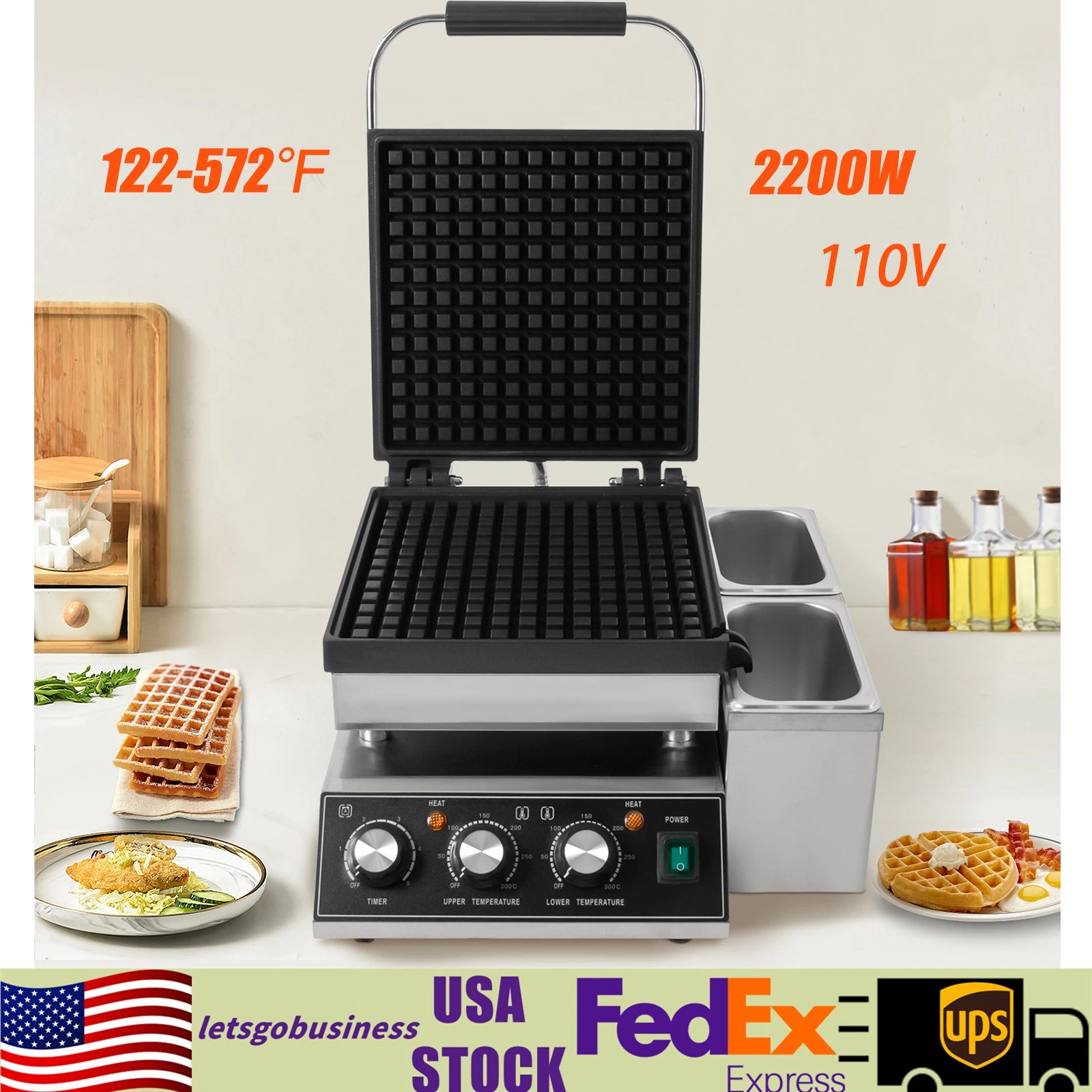 2200W Waffle Maker Electric Waffle Machine Non-Stick Pancake Maker HYX-2251