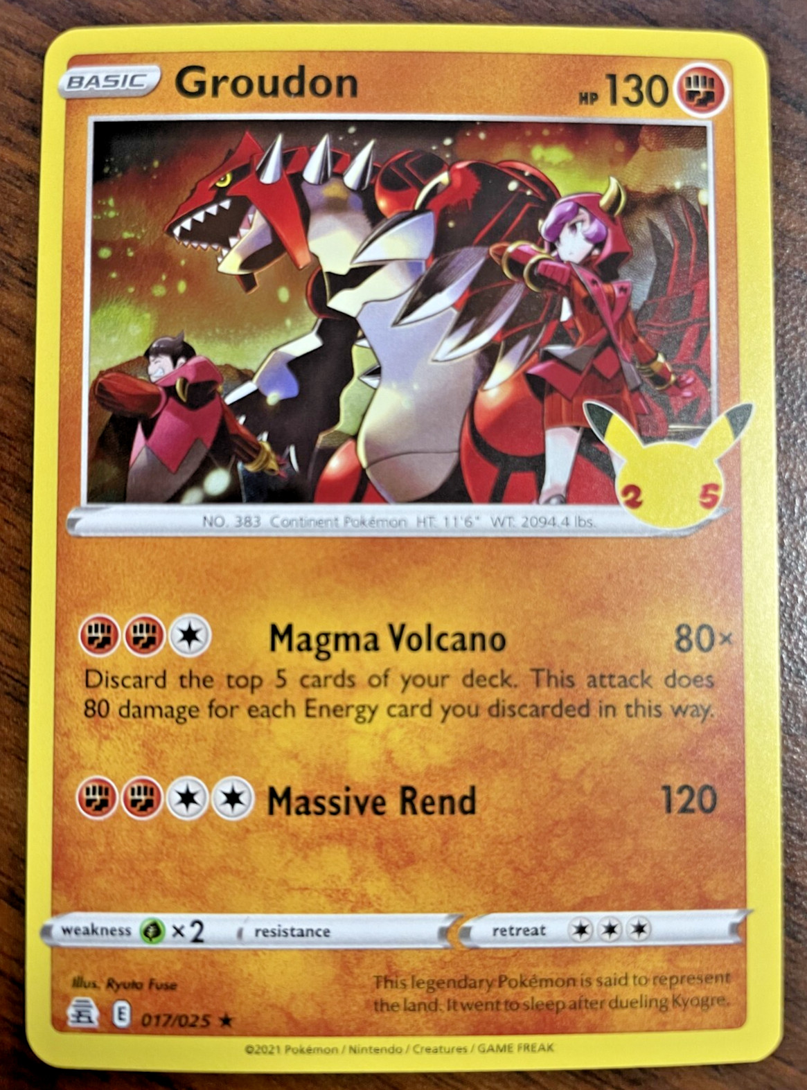 Pokemon TCG - Groudon 17/25 - Holographic Rare Celebrations Pokémon - Near Mint
