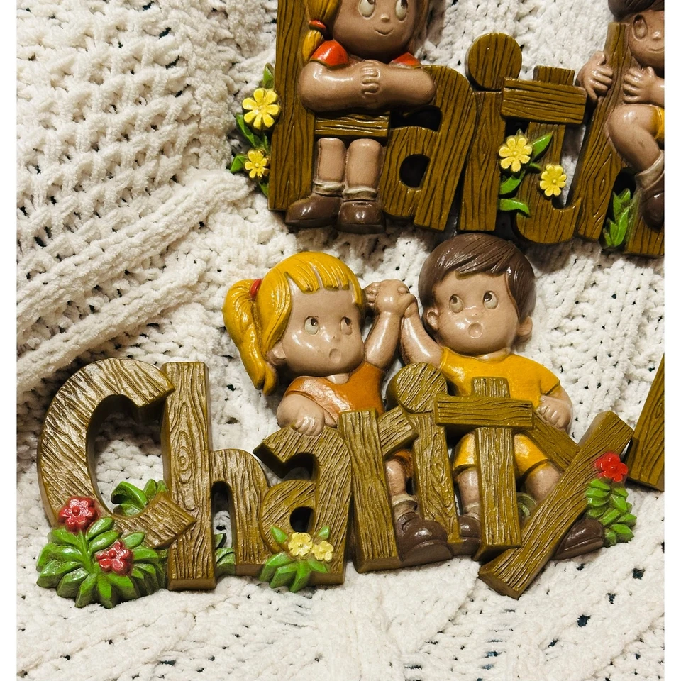 1982 Burwood Homco Set Of 3 Faith Hope Charity Wall Plaques Art Decor vintage - Image 3 of 4