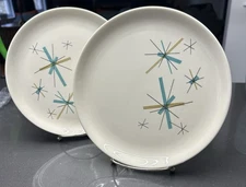 Salem North Star Dinner Plate Ovenproof Atomic Set Of Two (2) Vintage Mcm