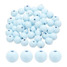 50pcs 20mm Light Blue Round Wood Beads 3.3mm Large Hole for Jewelry Making