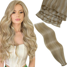 Laavoo Hand Tied Weft Hair Extensions Human Hair 22 Inch Genius Double Weft