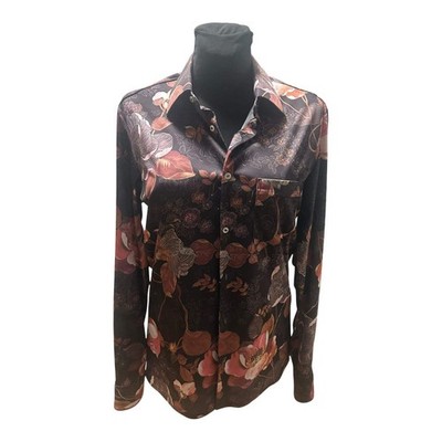Herzog Bluse Damen Gr M Schwarz Floral Vintage Retro Stretch Elegant
