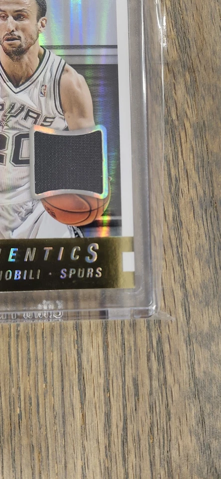 2014 NBA Hoops Manu Ginobili Authentics Black Jersey Patch Spurs Holo Foil - Image 3 of 4