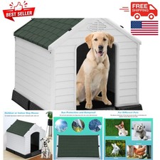 Spacious Elevated Dog House - Weather-Resistant Plastic Shelter for All Breeds