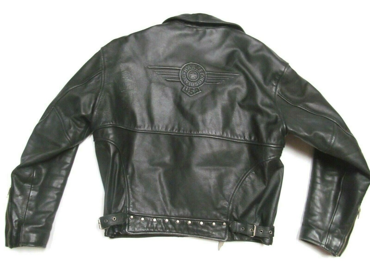 Harley Davidson vintage black leather biker jacket 90-089