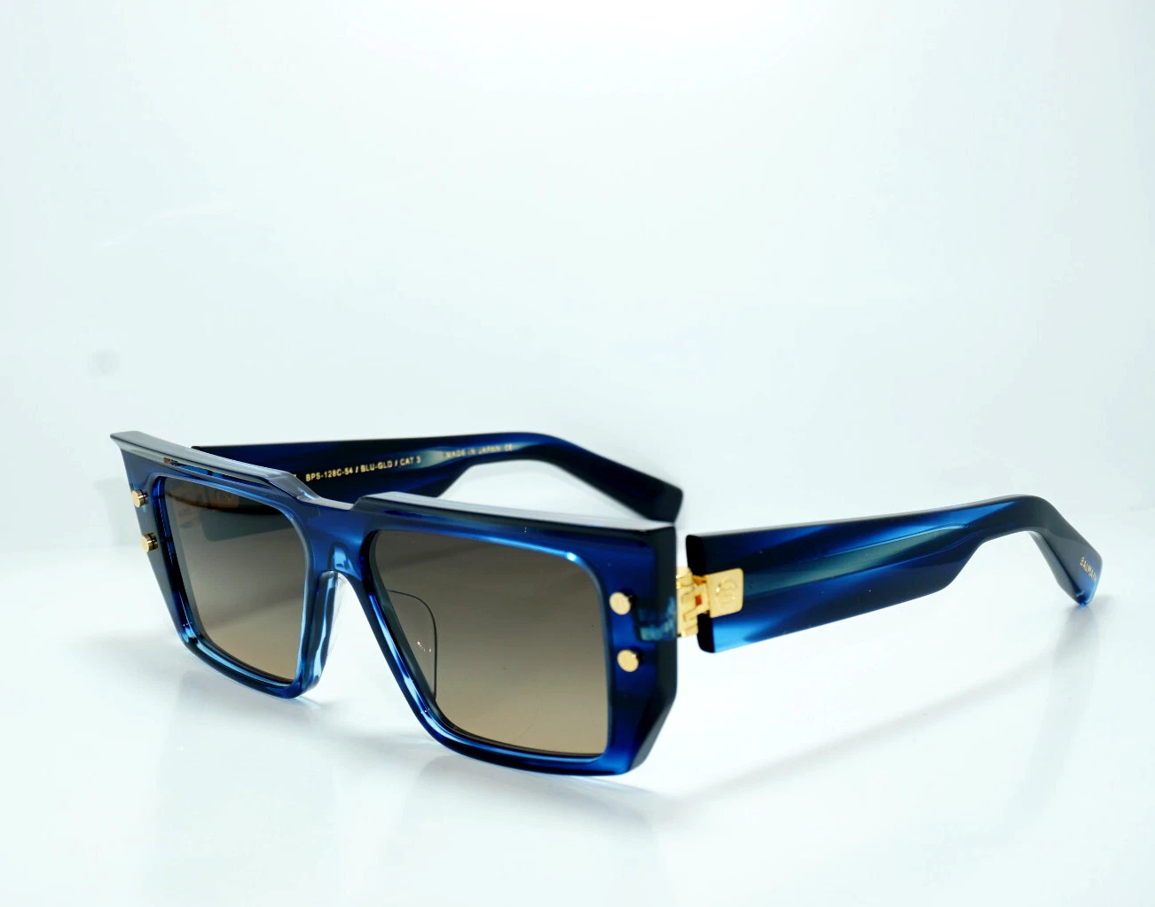 Balmain — NEW AUTHENTIC BALMAIN  B - VI BPS-128C-54  BLU-GLD  SUNGLASSES
