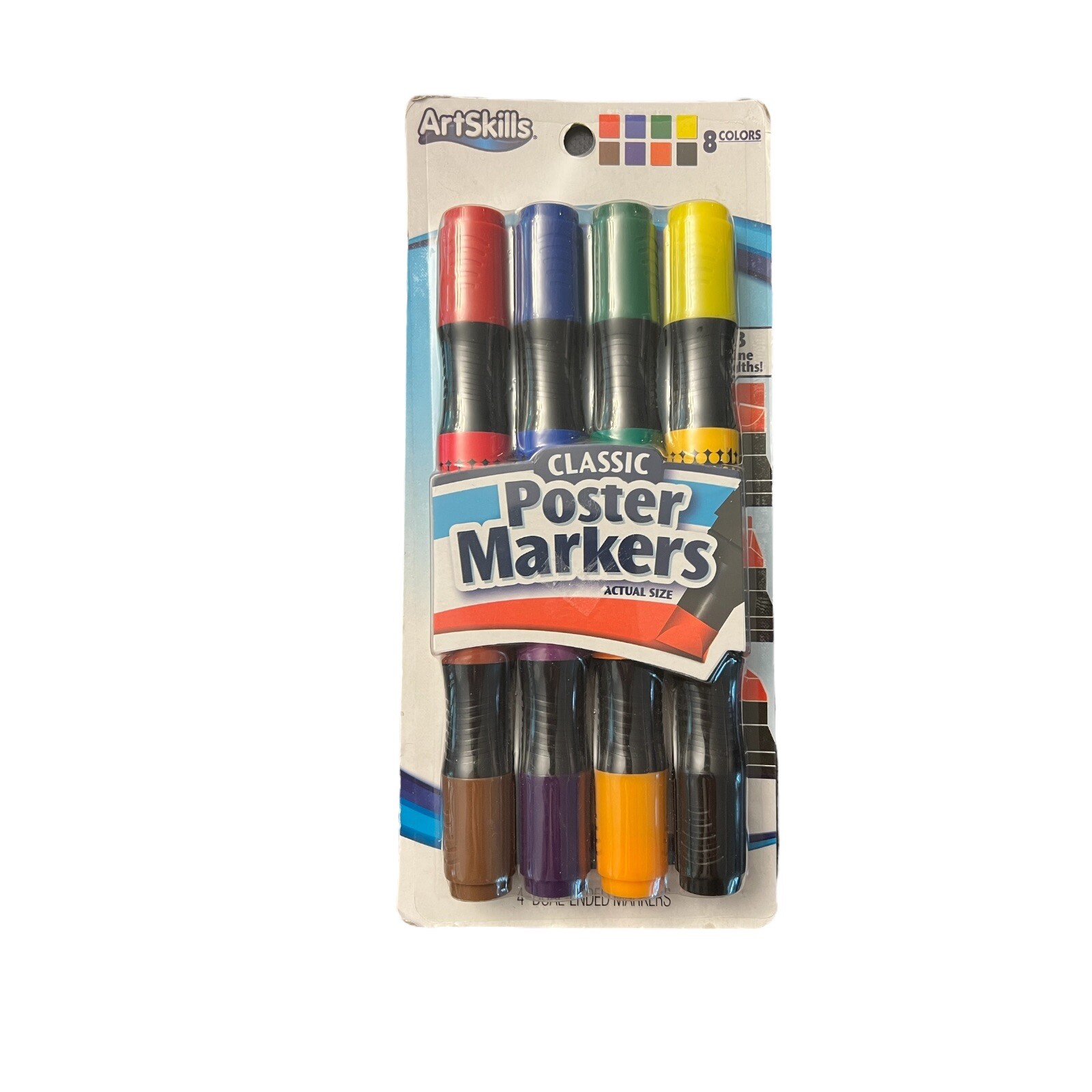 ArtSkills Classic Poster Markers, 4 Dual-End, 8 Colors Brand New in Package