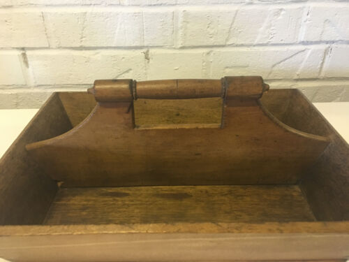 Antique AAFA Primitive Wood Kitchen Knife Box Tray w/ Handle - Picture 6 of 9