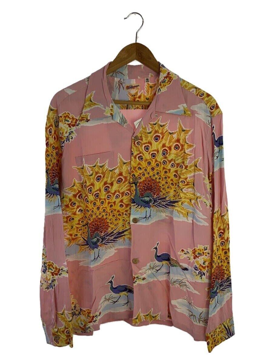 SUN SURF L S RAYON HAWAIIAN SHIRT PIKAKE M Rayon PNK All over 