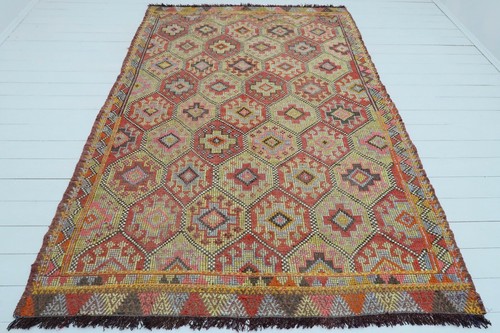 Anatolian Kilim Rug, Floor Rug, Tribal Rug, DiningRoom, Carpet 69"X103" Area Rug