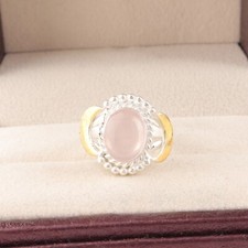 Rose Quartz Gemstone 925 Sterling Silver Ring Handmade Jewelry Ring For Gift