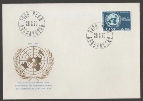 SWITZERLAND 1970 FIVE FDCS TELEX TAPE FIREMAN PRO INFIRMIS UNITED NATIONS EMBLEM