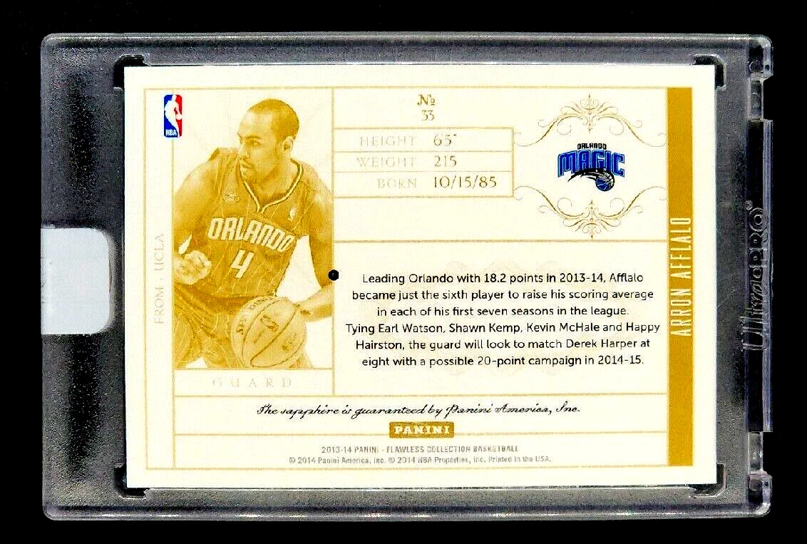 2013 Panini Flawless #33 Arron Afflalo /10 Uncirculated *Real Sapphire in Card*