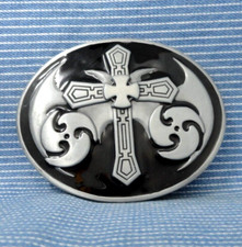 Cross Belt Buckle Christian Religious Biker Gothic Cowboy Vintage 90s  .TWY879