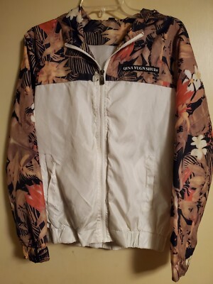 QINA YUGN SHUI Rain and Windbreaker Jacket M Medium Designer Floral Hooded