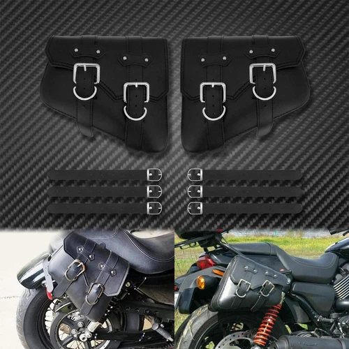 Bolsas de sillín de motocicleta 2 piezas almacenamiento lateral para Harley Sportster XL883 XL1200 negras - Imagen 3 de 10