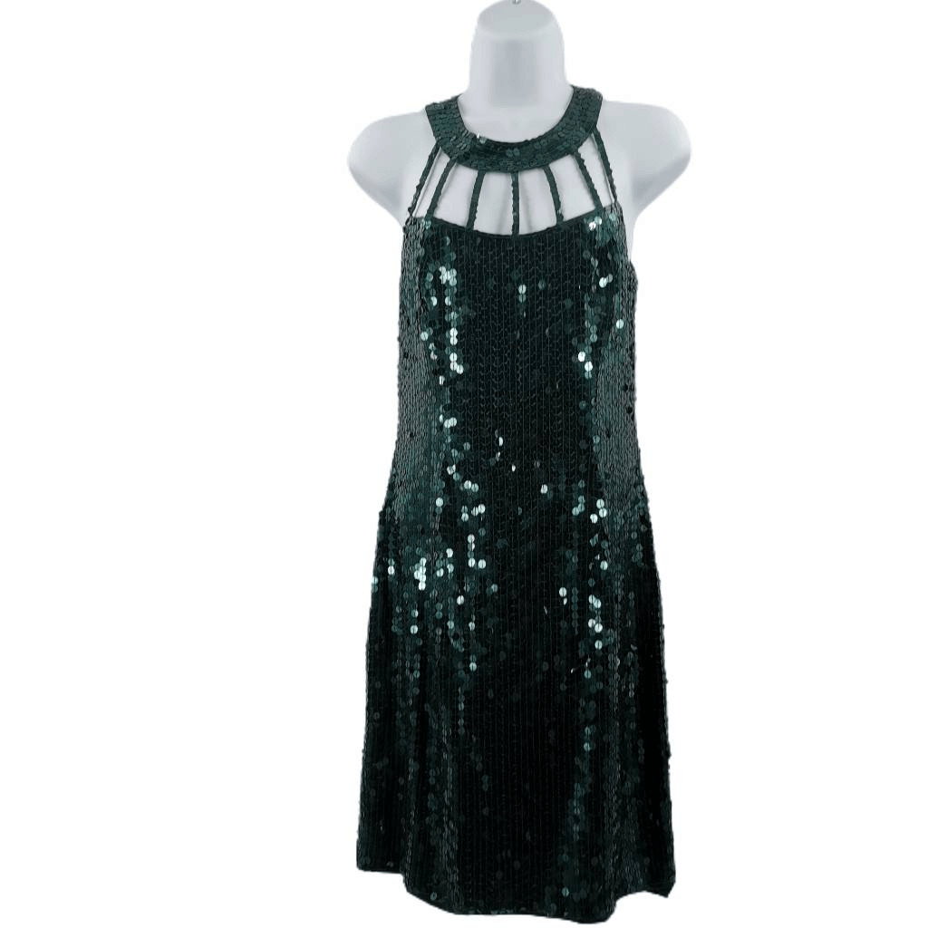 Vintage Halter Neck Green Prom Dress Backless Sheath Evening Dress C8237