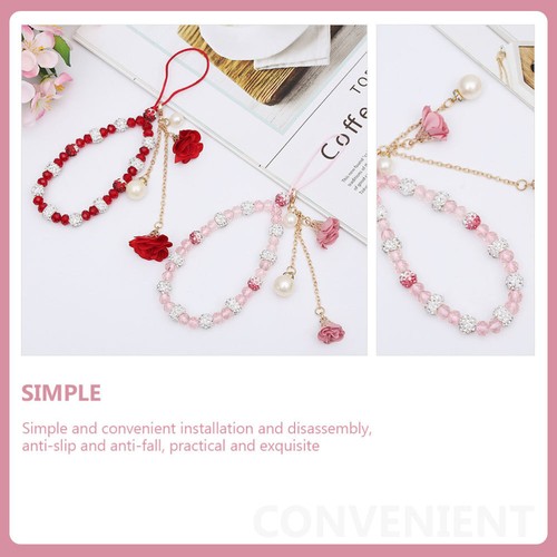 3 Pcs Flower Bracelet Cellphone Hanging Ropes Lanyard with Pendants - 第 12/12 張圖片