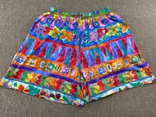 Crazy Shorts Colorful Funky Floral Rainbow Flowers Abstract Bright Pockets VTG