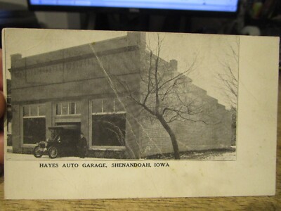 V5 IOWA Old Postcard Shenandoah Hayes Auto Garage Mechanics