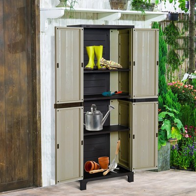 Garden Storage Cupboard Outdoor Utility Cabinet Waterproof Plastic Shelves Shed 7426965427028 Ebay