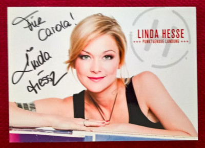 Original Autograph by Linda Hesse, Color Picture Card, Postcard Size