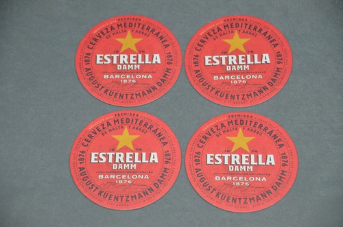 4x Estrella Damm Barcelona 1876 Cardboard Beer Mat Coaster Brand New Mats Set - 第 1/5 張圖片