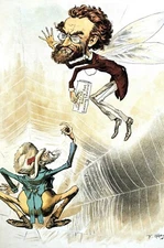 Harrison 1888 REPUBLICAN SPIDER WEB and the FLY Endorses Carl Schurz Cleveland