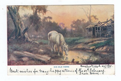 His Old Home Painting Art Series by J.A. Turner Australia OLD Postcard 1905