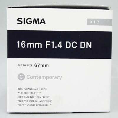 Sigma AF 16mm F1.4 DC DN Contemporary Lens for Sony Wide Angle 