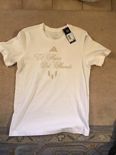 NWT Adidas Lionel Messi El Mejor Del Mundo T Shirt White Mens S