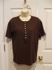 NEW IN PKG AIM SPORT CHOCOLATE BROWN SHORT SLEEVE TOP SIZE SMALL